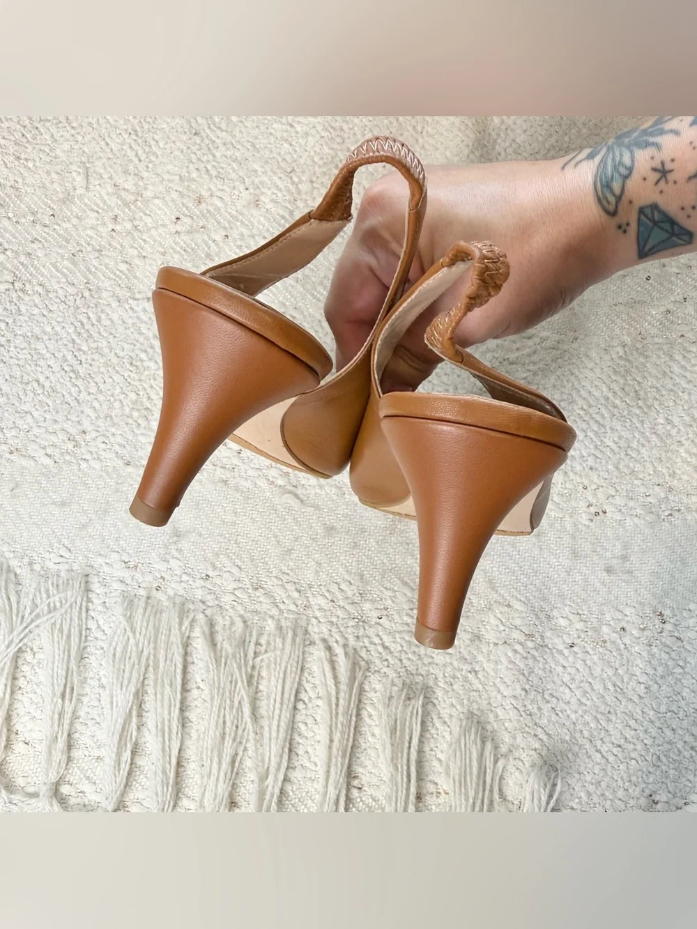 Kachorovska heels light brown leather slingback dress shoes size 8